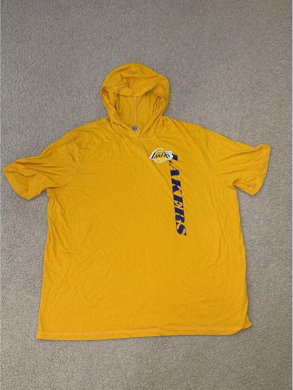 Los Angeles Lakers Hoodie T-Shirt Yellow NBA 2XL Short Sleeve